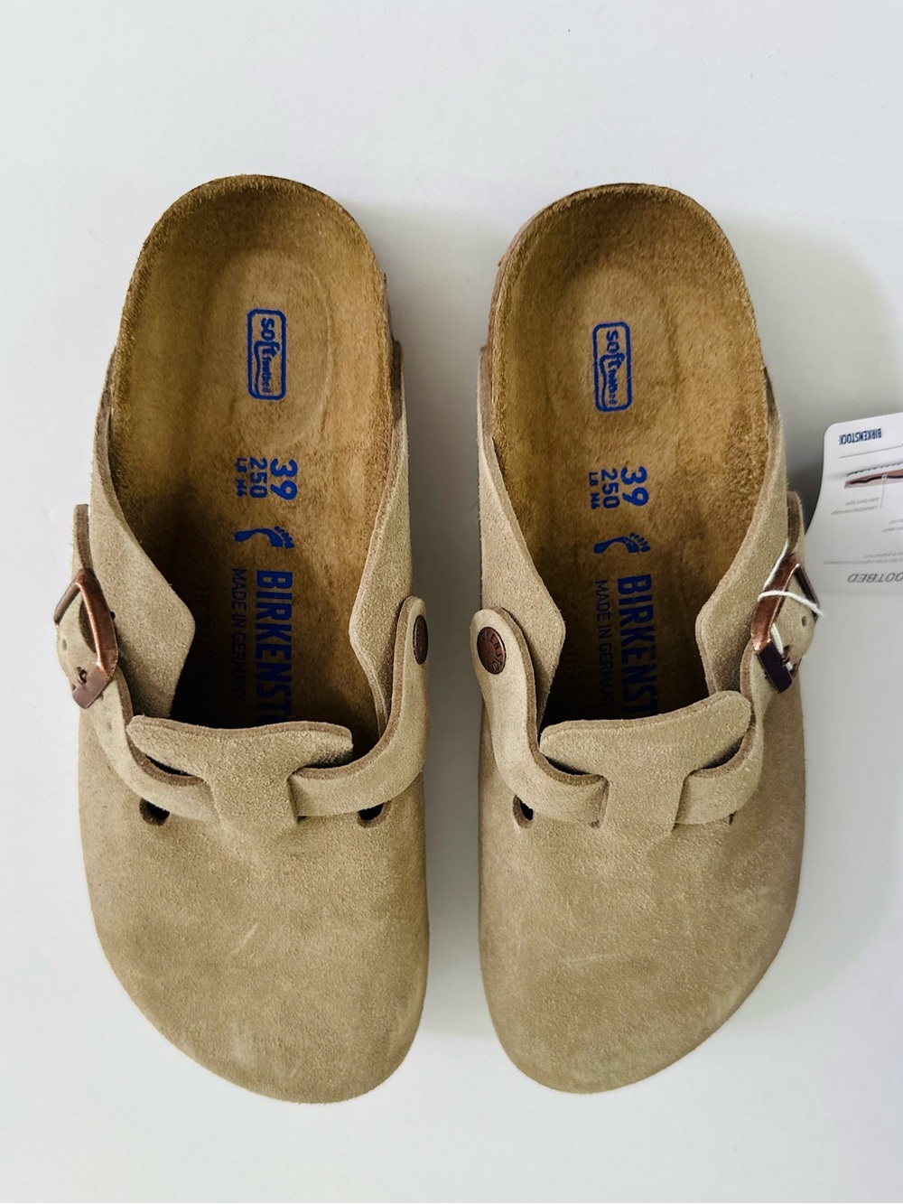 Birkenstock Boston Clogs Soft Footbed Taupe Suede, size 39 Narrow Fit - Picture 5 of 8